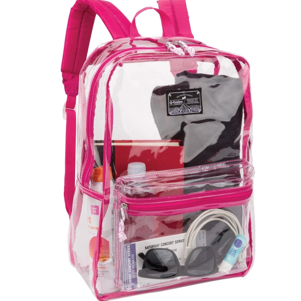 Clear Pink Backpack Outdoor Bag Clear Pass Daypac… - image 1